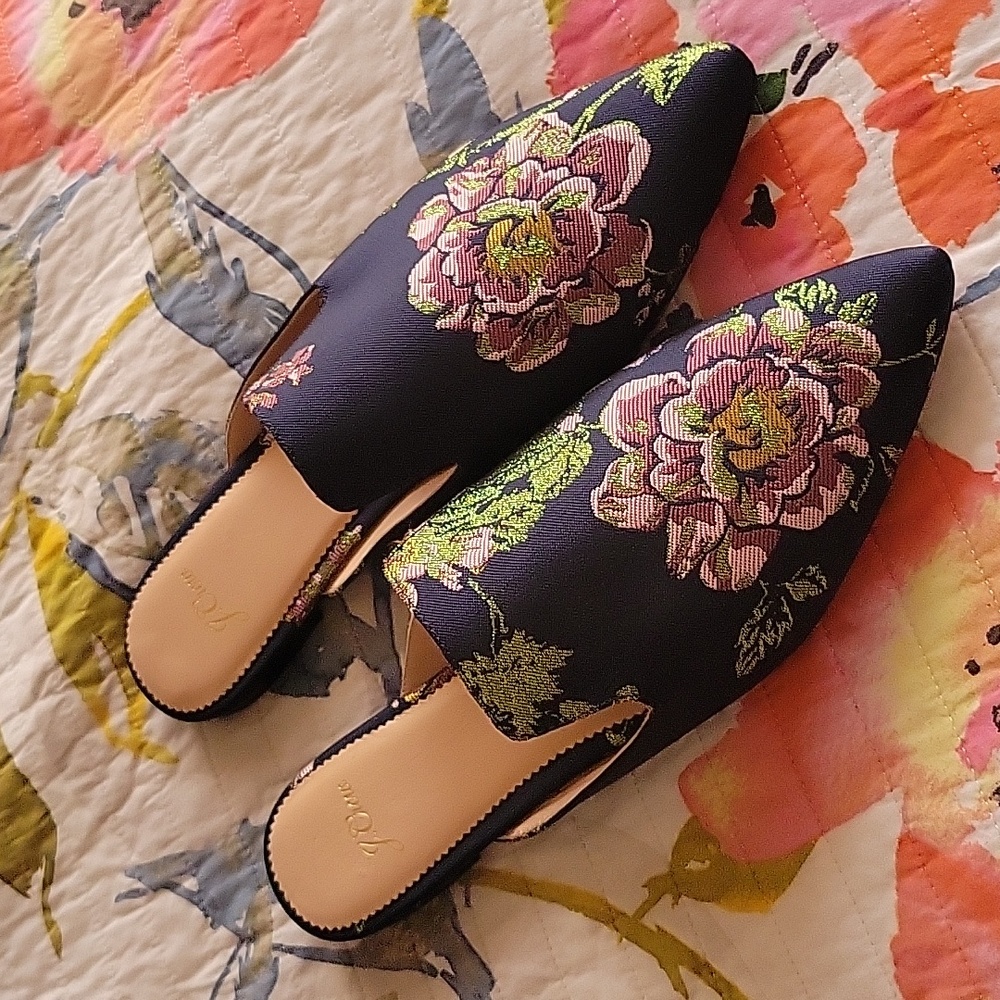 Floral J.Crew Mules Flats